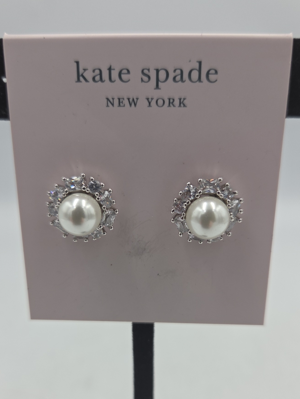 kate spade Candy ShopbPearl and Silver Halo Stud Earrings